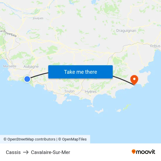 Cassis to Cavalaire-Sur-Mer map