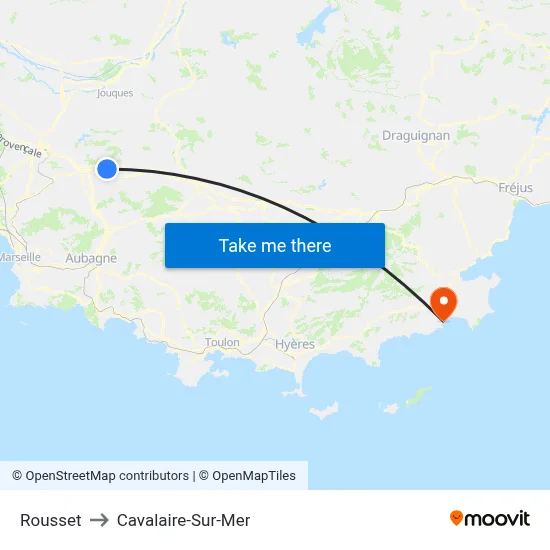 Rousset to Cavalaire-Sur-Mer map
