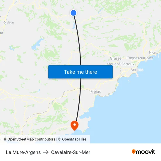 La Mure-Argens to Cavalaire-Sur-Mer map