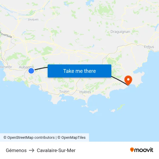 Gémenos to Cavalaire-Sur-Mer map