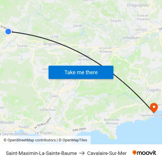 Saint-Maximin-La-Sainte-Baume to Cavalaire-Sur-Mer map