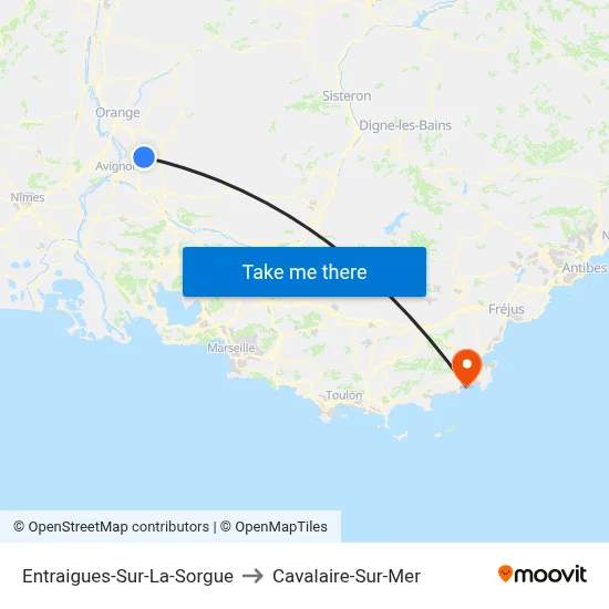 Entraigues-Sur-La-Sorgue to Cavalaire-Sur-Mer map