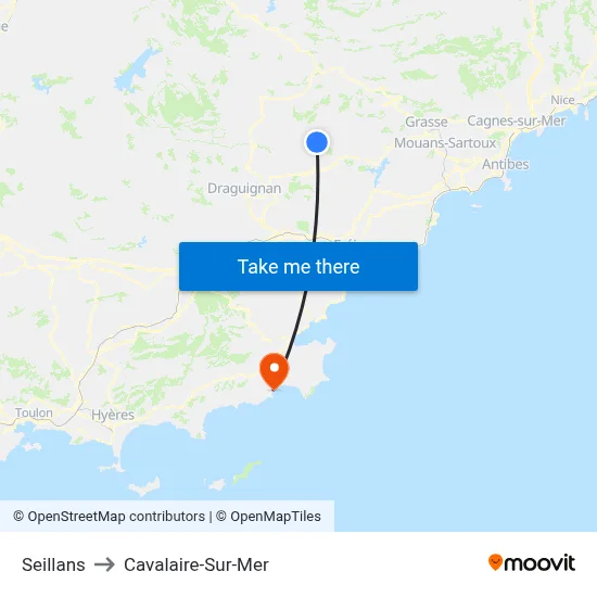 Seillans to Cavalaire-Sur-Mer map