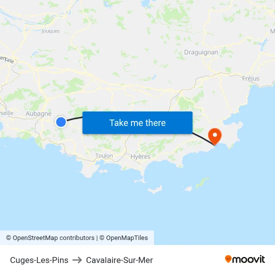 Cuges-Les-Pins to Cavalaire-Sur-Mer map