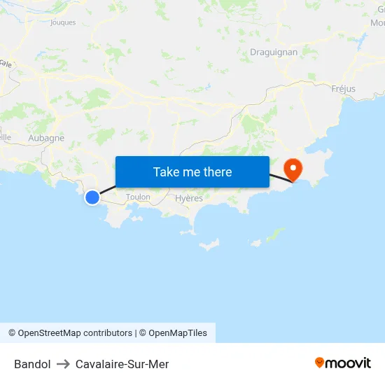 Bandol to Cavalaire-Sur-Mer map