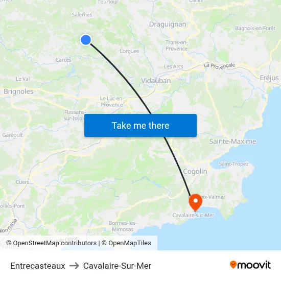 Entrecasteaux to Cavalaire-Sur-Mer map