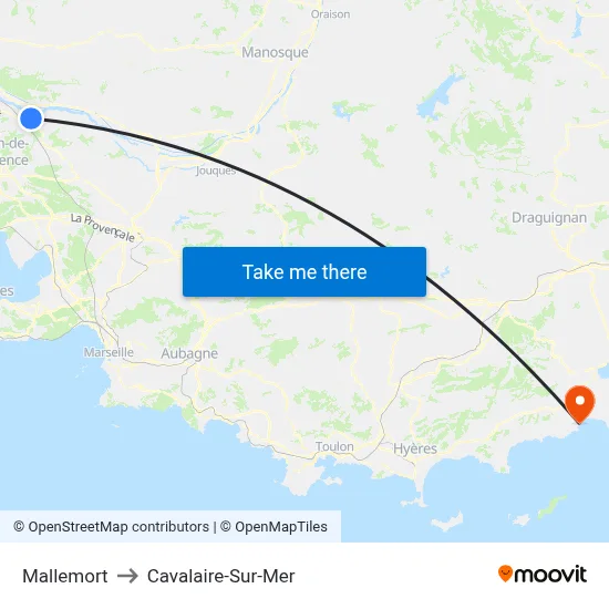 Mallemort to Cavalaire-Sur-Mer map