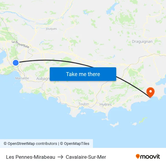 Les Pennes-Mirabeau to Cavalaire-Sur-Mer map