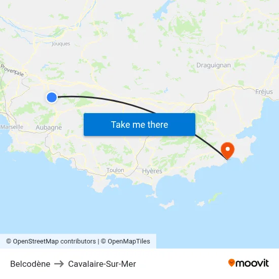 Belcodène to Cavalaire-Sur-Mer map