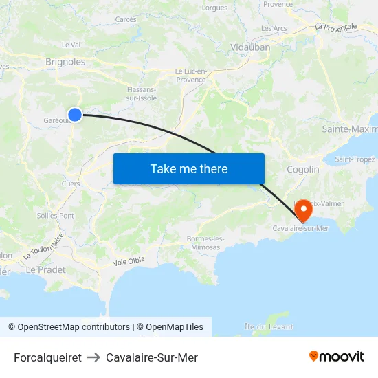 Forcalqueiret to Cavalaire-Sur-Mer map