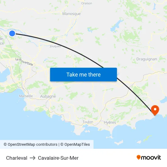 Charleval to Cavalaire-Sur-Mer map