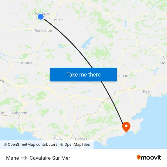 Mane to Cavalaire-Sur-Mer map