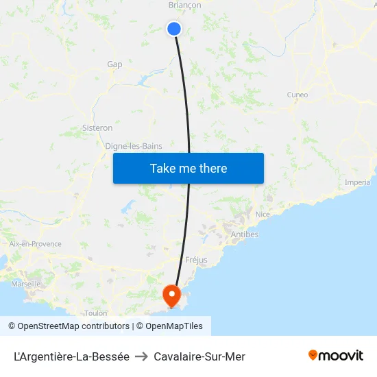 L'Argentière-La-Bessée to Cavalaire-Sur-Mer map