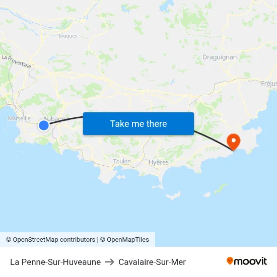 La Penne-Sur-Huveaune to Cavalaire-Sur-Mer map