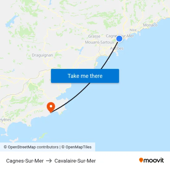 Cagnes-Sur-Mer to Cavalaire-Sur-Mer map