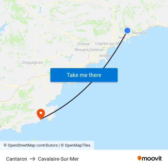 Cantaron to Cavalaire-Sur-Mer map