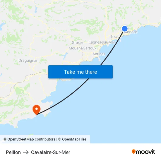 Peillon to Cavalaire-Sur-Mer map