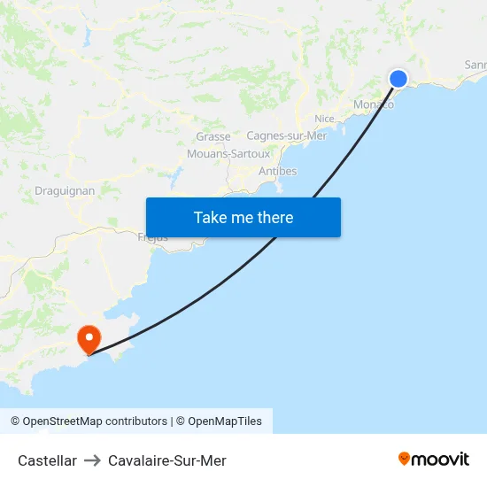 Castellar to Cavalaire-Sur-Mer map