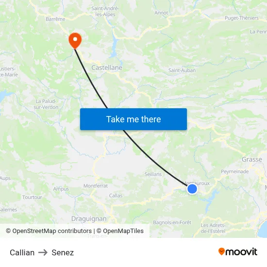 Callian to Senez map