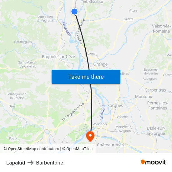 Lapalud to Barbentane map