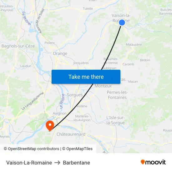 Vaison-La-Romaine to Barbentane map