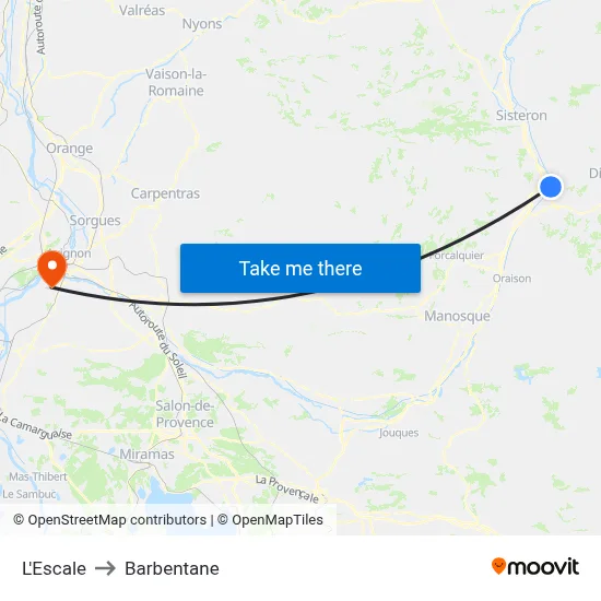 L'Escale to Barbentane map