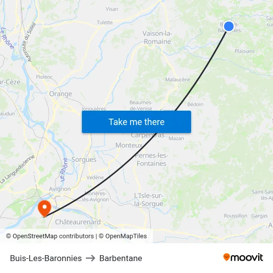 Buis-Les-Baronnies to Barbentane map
