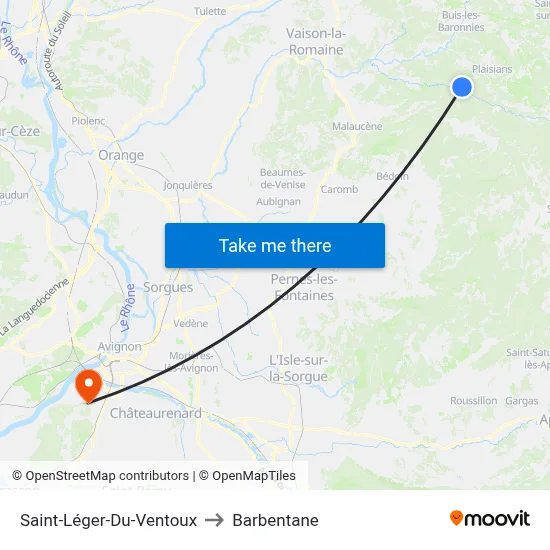Saint-Léger-Du-Ventoux to Barbentane map