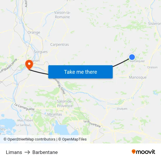 Limans to Barbentane map