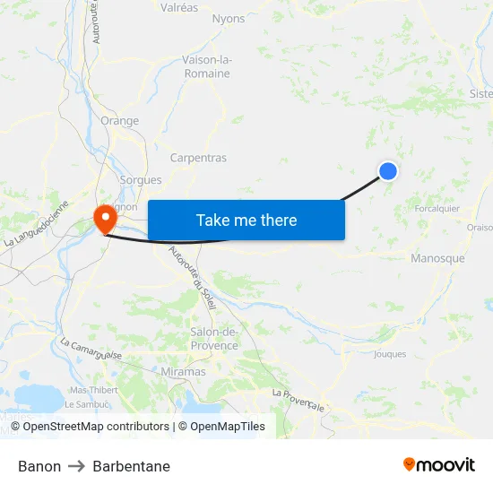 Banon to Barbentane map