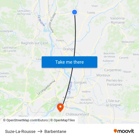 Suze-La-Rousse to Barbentane map