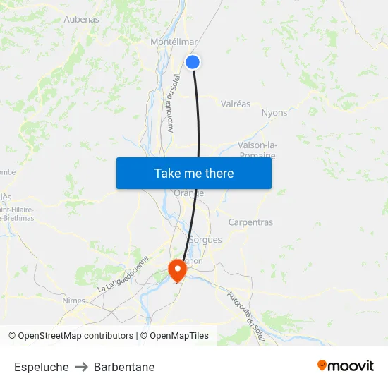 Espeluche to Barbentane map
