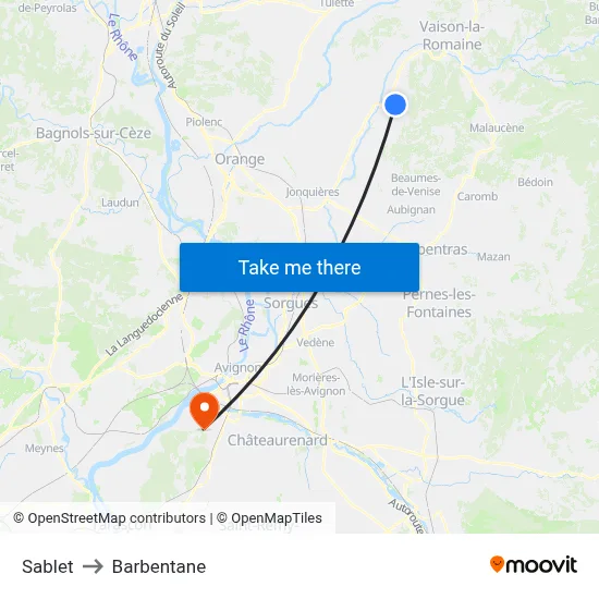 Sablet to Barbentane map