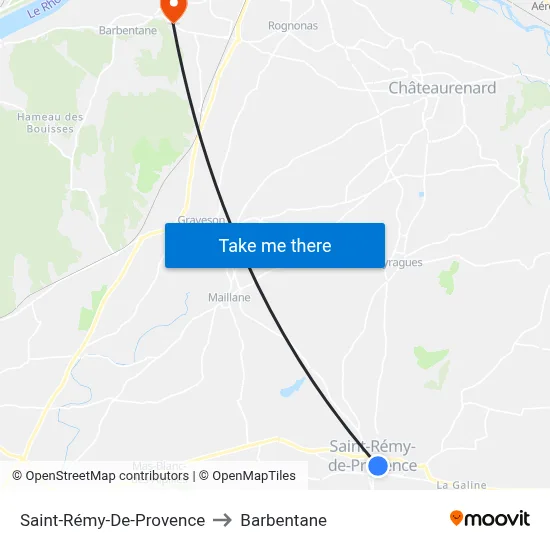 Saint-Rémy-De-Provence to Barbentane map