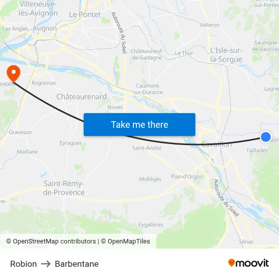 Robion to Barbentane map