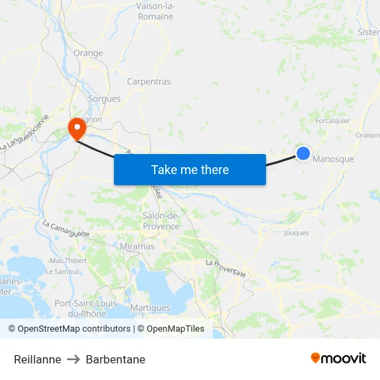 Reillanne to Barbentane map