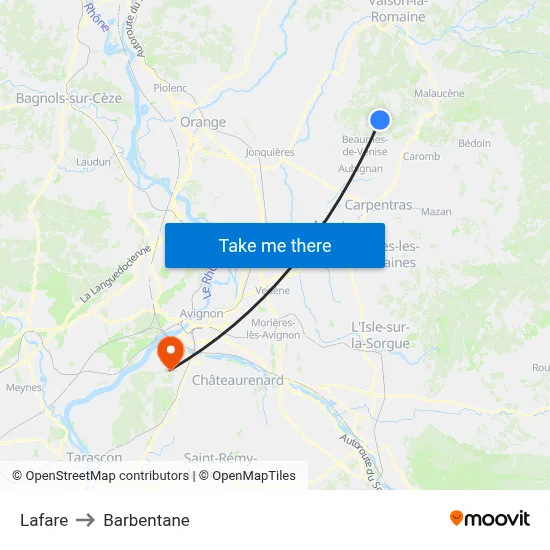 Lafare to Barbentane map