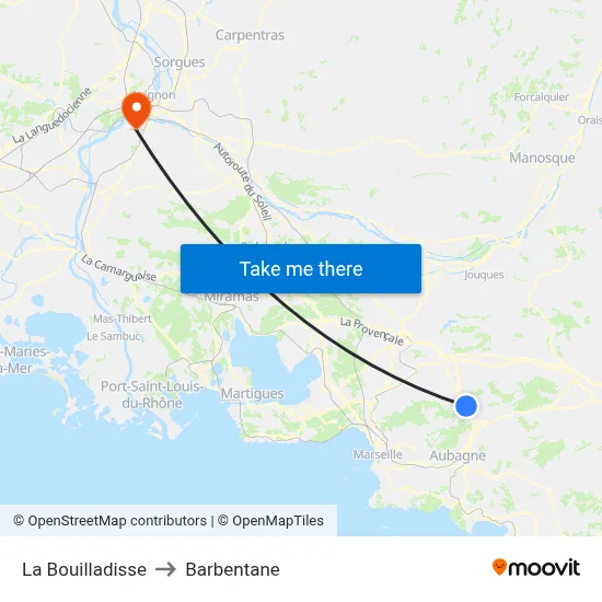 La Bouilladisse to Barbentane map