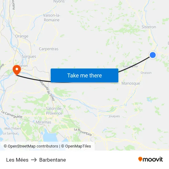 Les Mées to Barbentane map