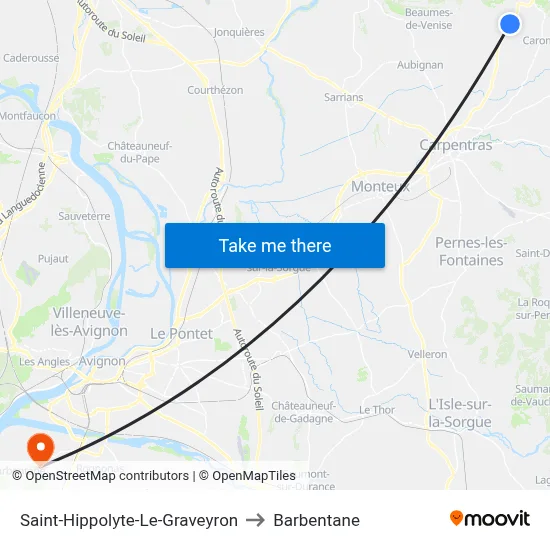 Saint-Hippolyte-Le-Graveyron to Barbentane map