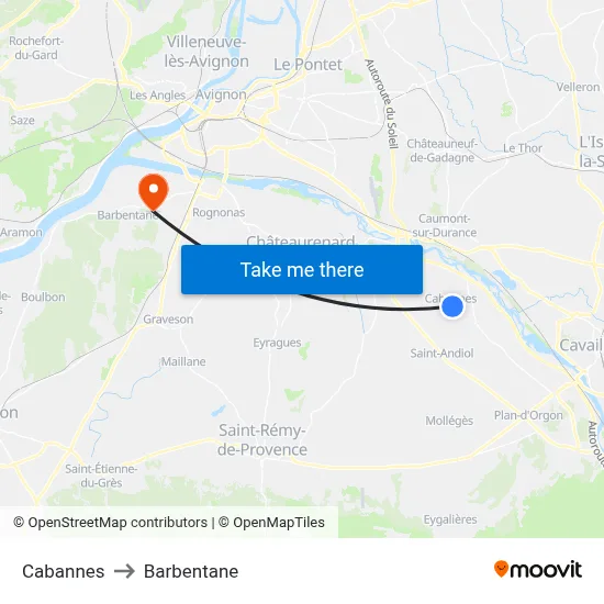 Cabannes to Barbentane map