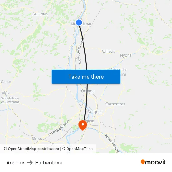 Ancône to Barbentane map