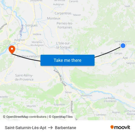 Saint-Saturnin-Lès-Apt to Barbentane map