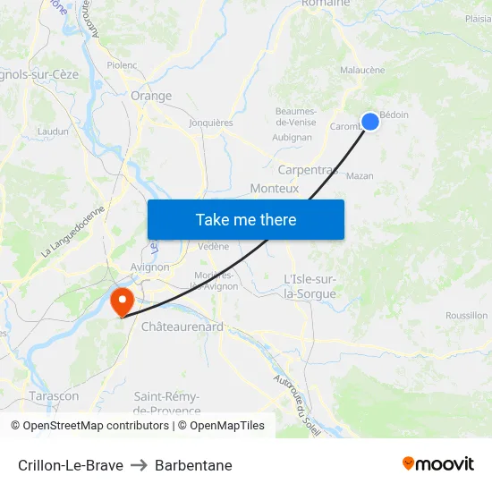 Crillon-Le-Brave to Barbentane map
