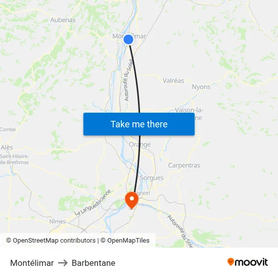 Montélimar to Barbentane map