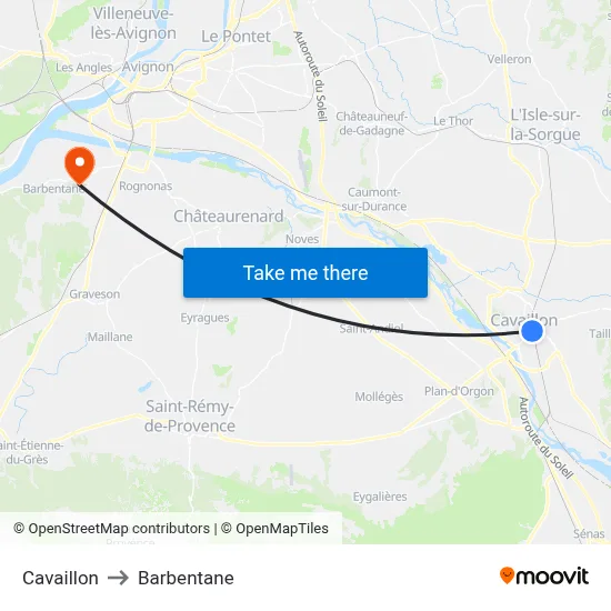Cavaillon to Barbentane map