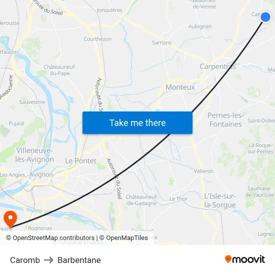 Caromb to Barbentane map