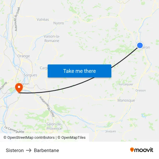 Sisteron to Barbentane map