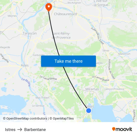 Istres to Barbentane map