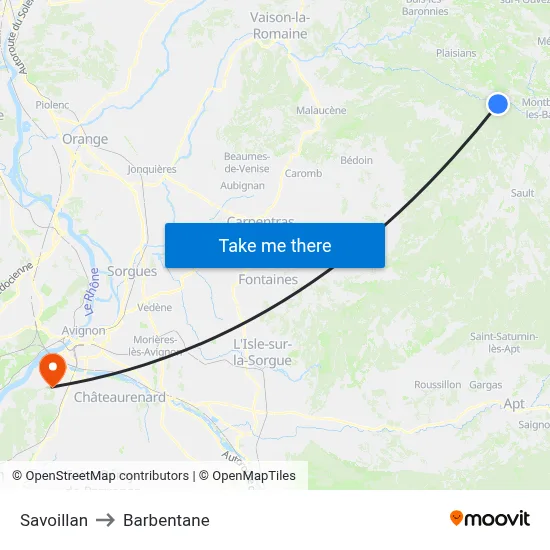 Savoillan to Barbentane map